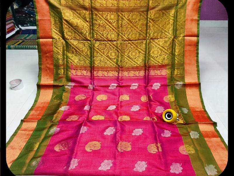 uppada pattu Tissue border butta sarees