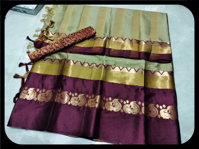 Fancy kanchi kupadam border soft pattu sareeskuppadam kanchi